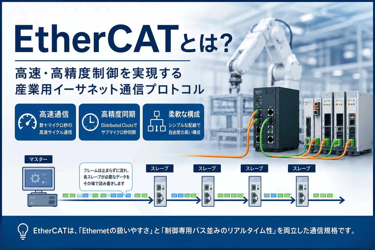 EtherCATとは?初心者にもわかる仕組み・特長・使用場面